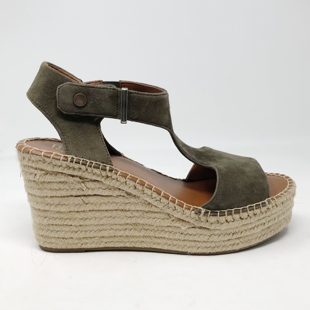 Franco Sarto Olive Green Suede Treasure Wedge Platform Espadrille Sandals 9.5